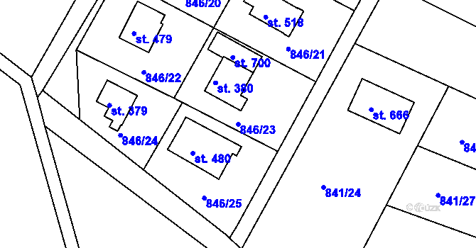 Parcela st. 846/23 v KÚ Družec, Katastrální mapa