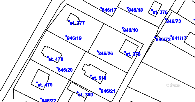 Parcela st. 846/26 v KÚ Družec, Katastrální mapa