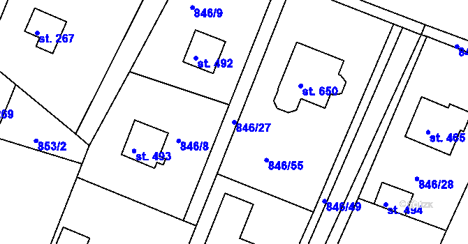 Parcela st. 846/27 v KÚ Družec, Katastrální mapa