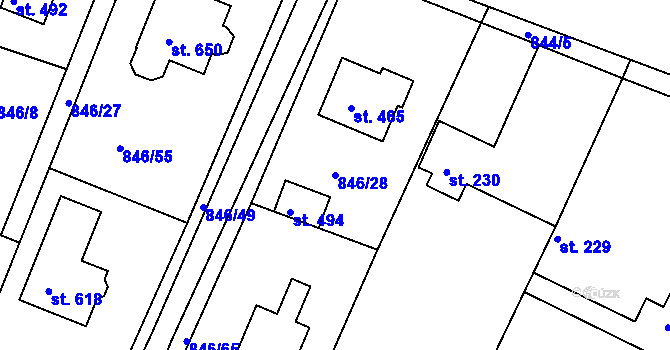 Parcela st. 846/28 v KÚ Družec, Katastrální mapa