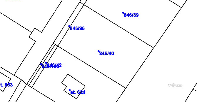 Parcela st. 846/40 v KÚ Družec, Katastrální mapa