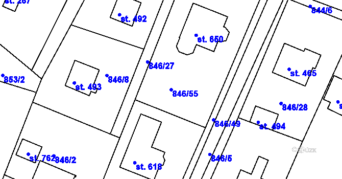 Parcela st. 846/55 v KÚ Družec, Katastrální mapa