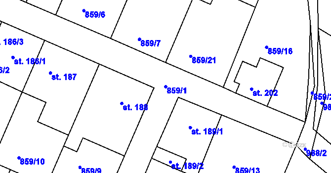 Parcela st. 859/1 v KÚ Družec, Katastrální mapa