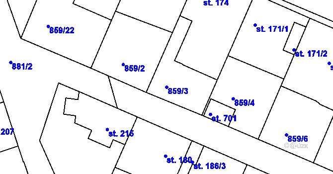 Parcela st. 859/3 v KÚ Družec, Katastrální mapa
