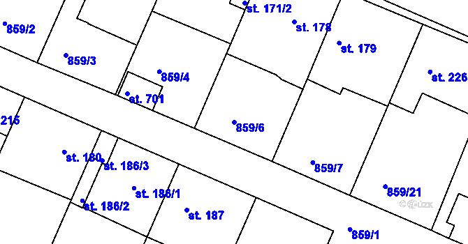 Parcela st. 859/6 v KÚ Družec, Katastrální mapa