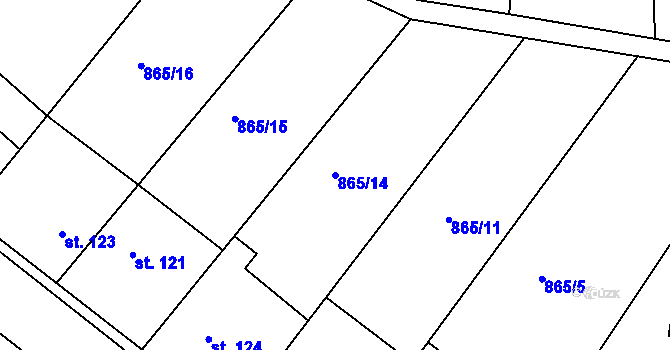 Parcela st. 865/14 v KÚ Družec, Katastrální mapa