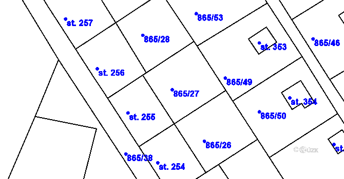 Parcela st. 865/27 v KÚ Družec, Katastrální mapa