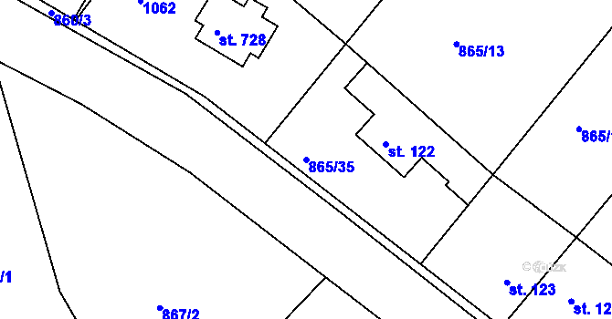 Parcela st. 865/35 v KÚ Družec, Katastrální mapa
