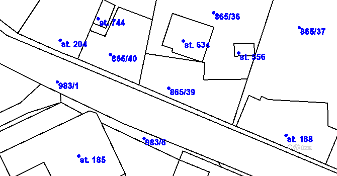 Parcela st. 865/39 v KÚ Družec, Katastrální mapa