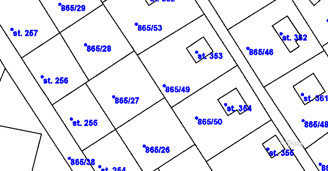 Parcela st. 865/49 v KÚ Družec, Katastrální mapa