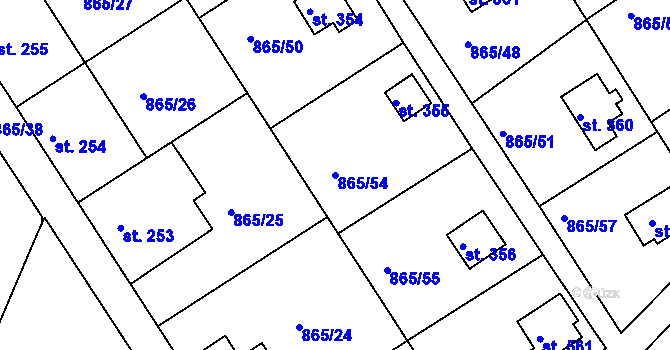Parcela st. 865/54 v KÚ Družec, Katastrální mapa