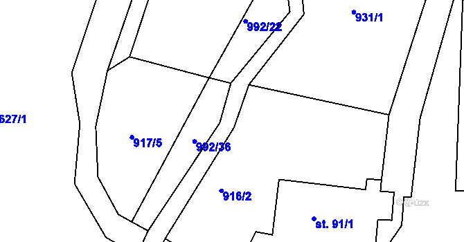 Parcela st. 992/10 v KÚ Družec, Katastrální mapa