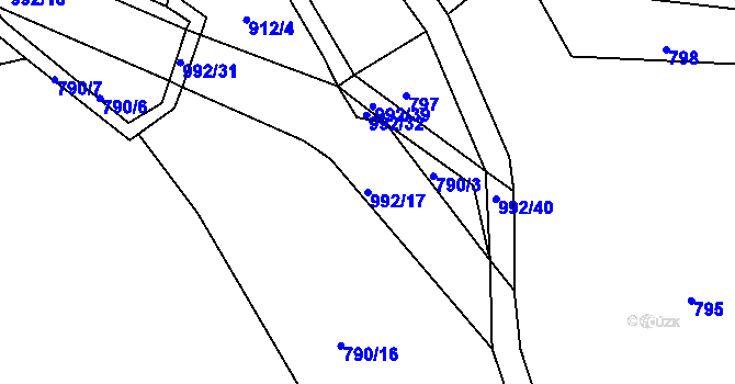 Parcela st. 992/17 v KÚ Družec, Katastrální mapa