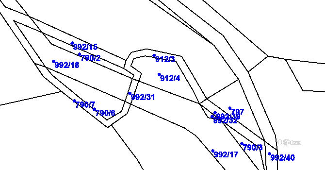 Parcela st. 992/38 v KÚ Družec, Katastrální mapa