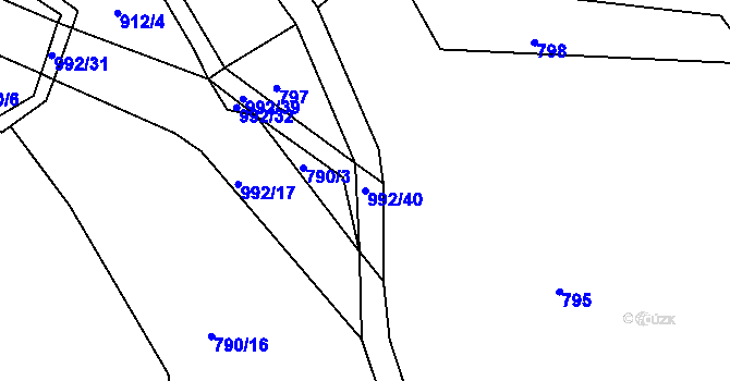 Parcela st. 992/40 v KÚ Družec, Katastrální mapa