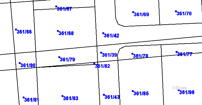 Parcela st. 361/39 v KÚ Družec, Katastrální mapa