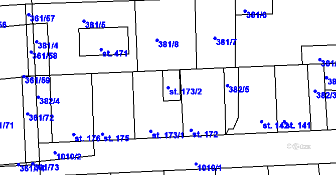 Parcela st. 173/2 v KÚ Družec, Katastrální mapa