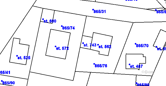 Parcela st. 743 v KÚ Družec, Katastrální mapa