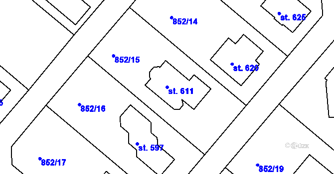 Parcela st. 611 v KÚ Družec, Katastrální mapa