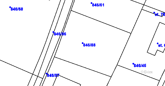Parcela st. 846/88 v KÚ Družec, Katastrální mapa