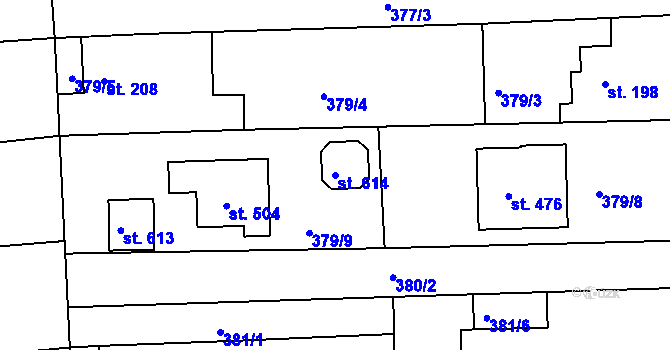 Parcela st. 614 v KÚ Družec, Katastrální mapa