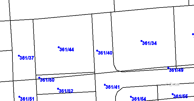 Parcela st. 361/40 v KÚ Družec, Katastrální mapa
