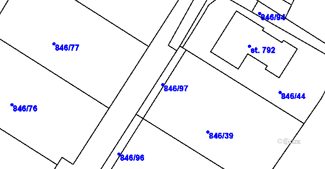 Parcela st. 846/97 v KÚ Družec, Katastrální mapa