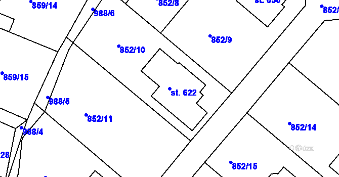 Parcela st. 622 v KÚ Družec, Katastrální mapa