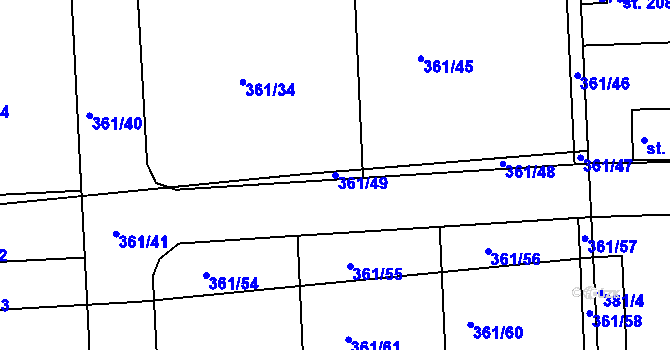 Parcela st. 361/49 v KÚ Družec, Katastrální mapa