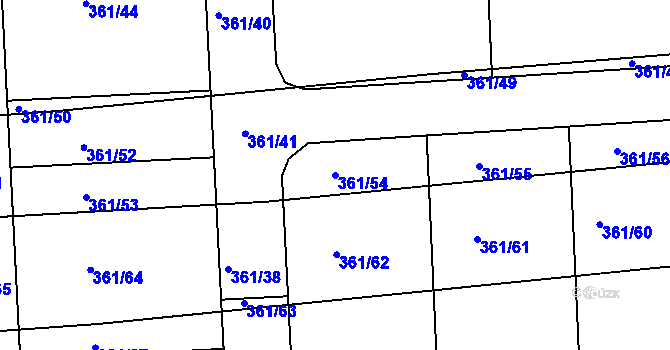 Parcela st. 361/54 v KÚ Družec, Katastrální mapa
