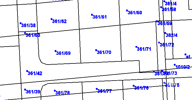 Parcela st. 361/70 v KÚ Družec, Katastrální mapa