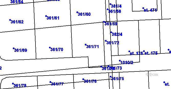 Parcela st. 361/71 v KÚ Družec, Katastrální mapa