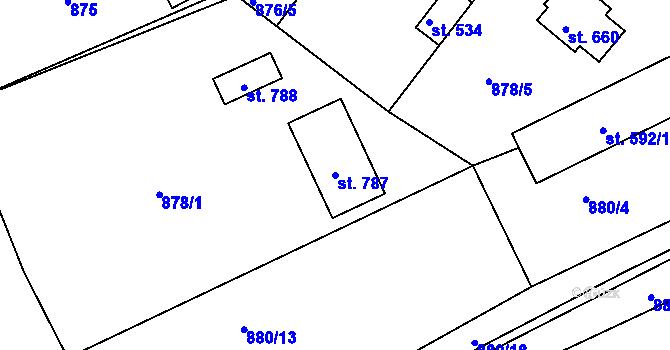 Parcela st. 787 v KÚ Družec, Katastrální mapa