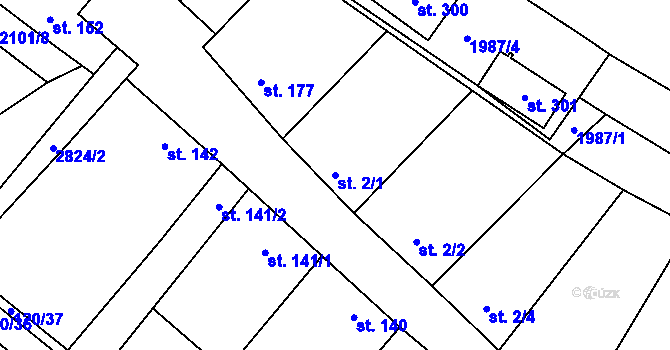 Parcela st. 2/1 v KÚ Drysice, Katastrální mapa