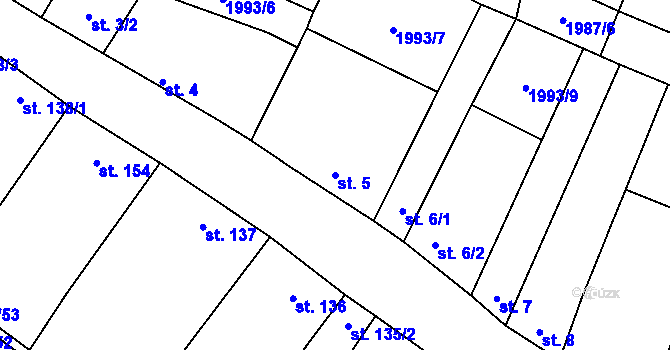 Parcela st. 5 v KÚ Drysice, Katastrální mapa