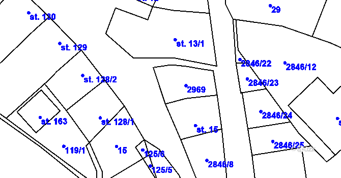 Parcela st. 14 v KÚ Drysice, Katastrální mapa