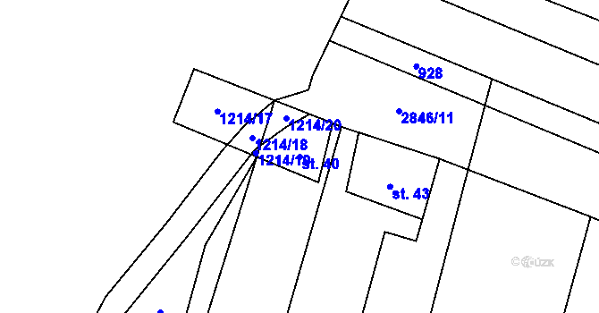 Parcela st. 40 v KÚ Drysice, Katastrální mapa