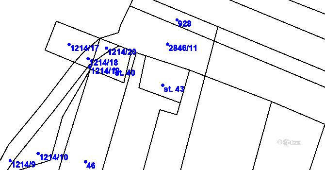 Parcela st. 43 v KÚ Drysice, Katastrální mapa