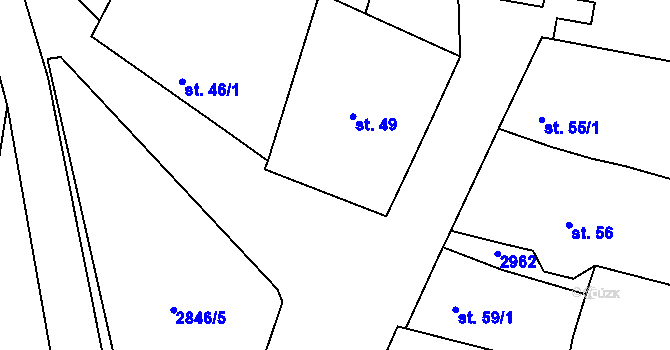 Parcela st. 49 v KÚ Drysice, Katastrální mapa