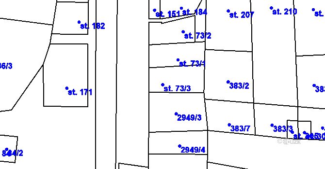 Parcela st. 73/3 v KÚ Drysice, Katastrální mapa