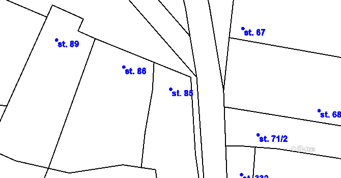 Parcela st. 85 v KÚ Drysice, Katastrální mapa