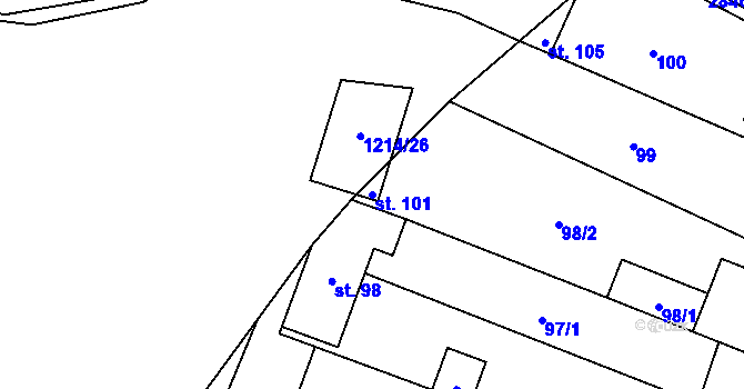 Parcela st. 101 v KÚ Drysice, Katastrální mapa