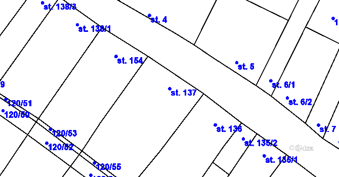 Parcela st. 137 v KÚ Drysice, Katastrální mapa
