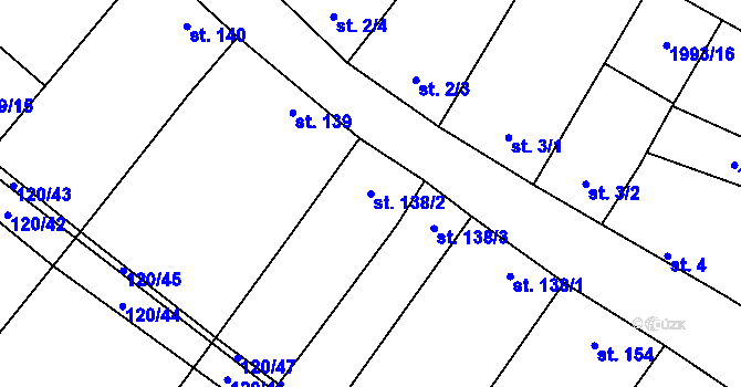 Parcela st. 138/2 v KÚ Drysice, Katastrální mapa