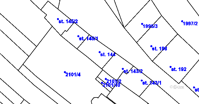 Parcela st. 144 v KÚ Drysice, Katastrální mapa
