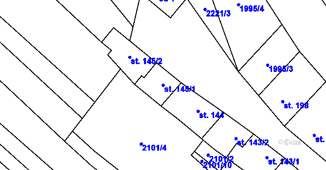 Parcela st. 145/1 v KÚ Drysice, Katastrální mapa