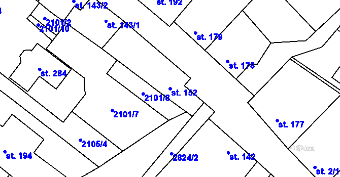Parcela st. 152 v KÚ Drysice, Katastrální mapa