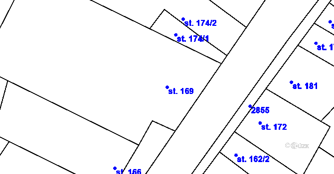 Parcela st. 169 v KÚ Drysice, Katastrální mapa