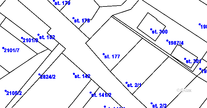 Parcela st. 177 v KÚ Drysice, Katastrální mapa
