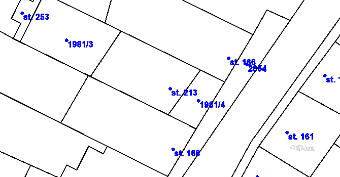 Parcela st. 213 v KÚ Drysice, Katastrální mapa